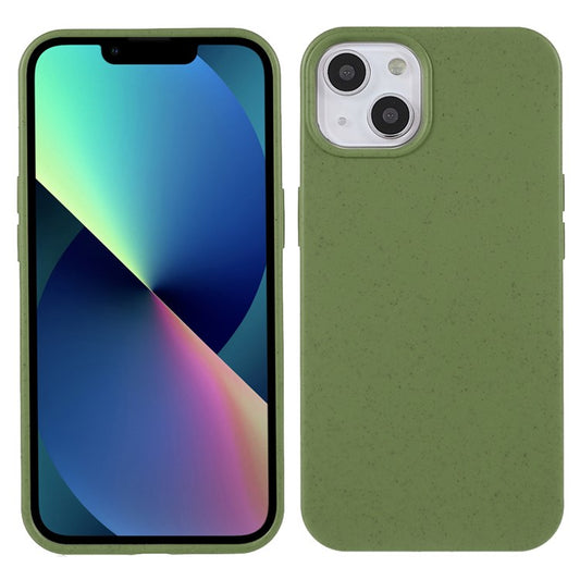 For iPhone 14 Plus 6.7 inch Starry Sky Series Matte Mobile Phone Case Starry Biodegradable Wheat Straw TPU Drop-proof Anti-wear Cell Phone Shell - Blackish Green