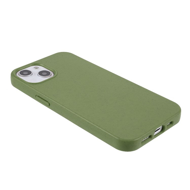 For iPhone 14 Plus 6.7 inch Starry Sky Series Matte Mobile Phone Case Starry Biodegradable Wheat Straw TPU Drop-proof Anti-wear Cell Phone Shell - Blackish Green