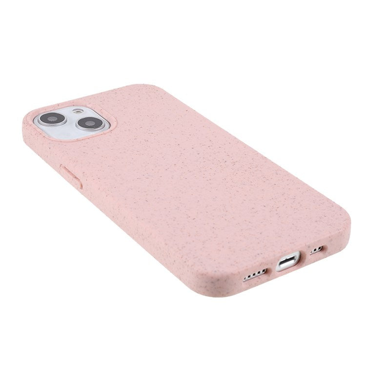 For iPhone 14 Plus 6.7 inch Starry Sky Series Matte Mobile Phone Case Starry Biodegradable Wheat Straw TPU Drop-proof Anti-wear Cell Phone Shell - Pink