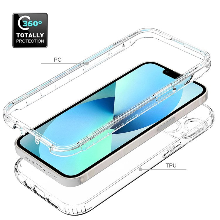 For iPhone 14 Plus 6.7 inch Well-protected Transparent TPU + PC Hybrid Case Gradient Color Mobile Phone Cover - Gradient Blue