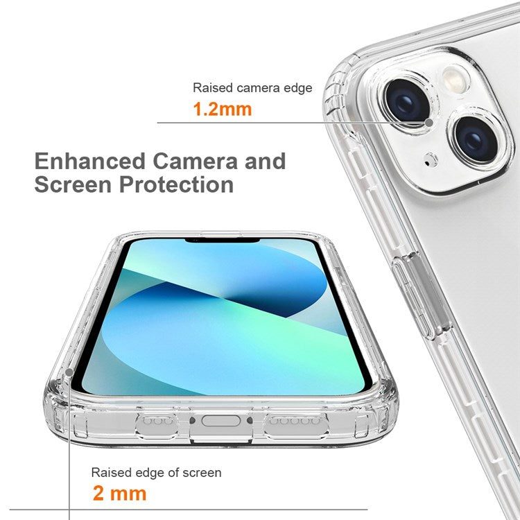 For iPhone 14 Plus 6.7 inch Well-protected Transparent TPU + PC Hybrid Case Gradient Color Mobile Phone Cover - Gradient Blue