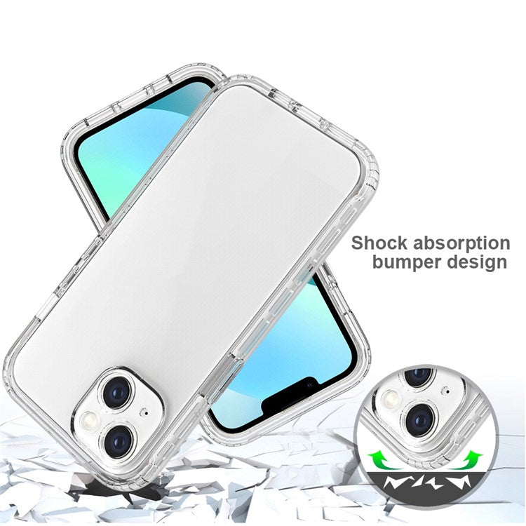 For iPhone 14 Plus 6.7 inch Well-protected Transparent TPU + PC Hybrid Case Gradient Color Mobile Phone Cover - Gradient Blue