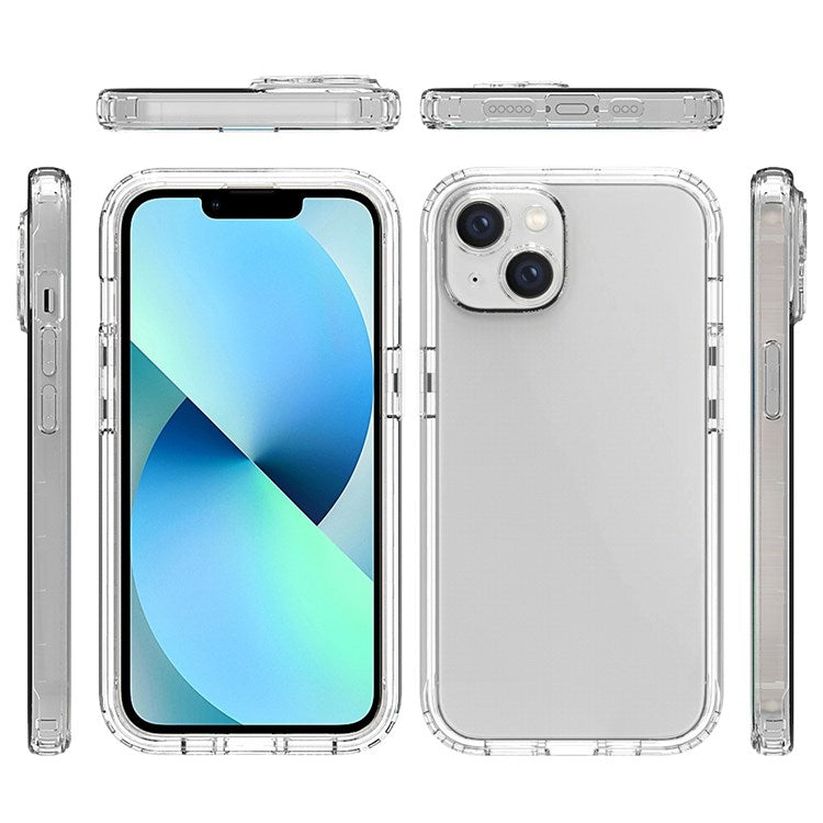 For iPhone 14 Plus 6.7 inch Well-protected Transparent TPU + PC Hybrid Case Gradient Color Mobile Phone Cover - Gradient Blue