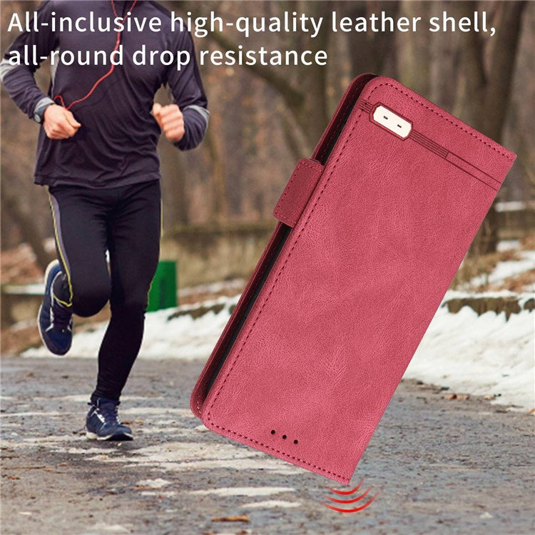 Hardware Design Phone Case for iPhone 14 Pro Max 6.7 inch, PU Leather Well Protection Flip Case Anti-drop Wallet Stand Shell - Rose