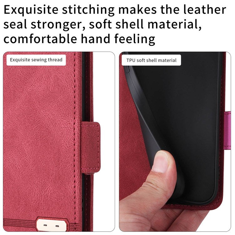 Hardware Design Phone Case for iPhone 14 Pro Max 6.7 inch, PU Leather Well Protection Flip Case Anti-drop Wallet Stand Shell - Rose