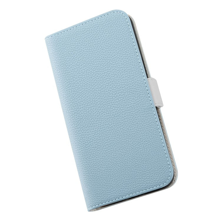 Phone Case for iPhone 14 Plus 6.7 inch, Litchi Texture Anti-fingerprint Candy Color Leather Anti-drop Magnetic Stand Shell with Wallet - Blue