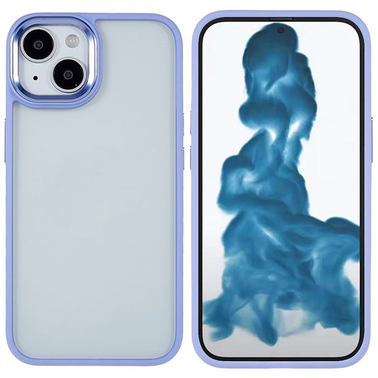 For iPhone 14 6.1 inch Shockproof PC + TPU Cover Metal Camera Lens Frame Metal Buttons Cell Phone Case - Purple