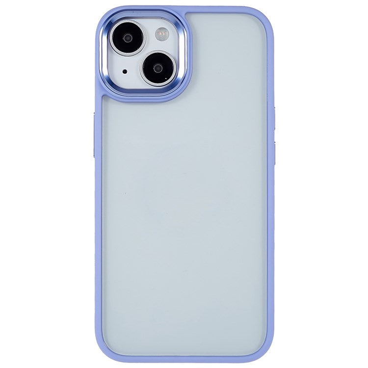 For iPhone 14 6.1 inch Shockproof PC + TPU Cover Metal Camera Lens Frame Metal Buttons Cell Phone Case - Purple