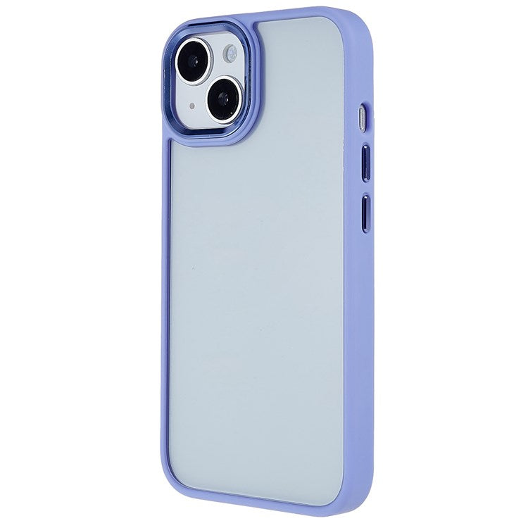 For iPhone 14 6.1 inch Shockproof PC + TPU Cover Metal Camera Lens Frame Metal Buttons Cell Phone Case - Purple