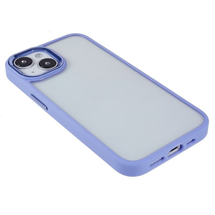 For iPhone 14 6.1 inch Shockproof PC + TPU Cover Metal Camera Lens Frame Metal Buttons Cell Phone Case - Purple