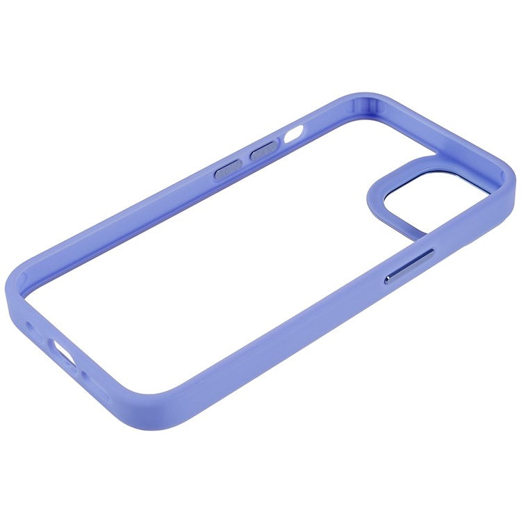 For iPhone 14 6.1 inch Shockproof PC + TPU Cover Metal Camera Lens Frame Metal Buttons Cell Phone Case - Purple