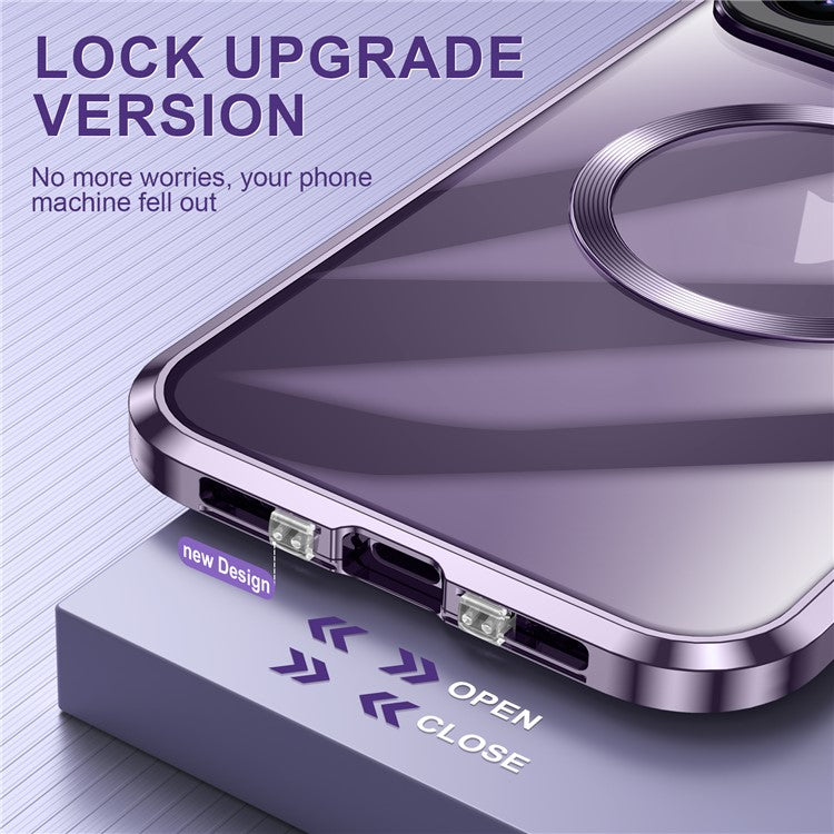 Kickstand Case for iPhone 14 Pro Tempered Glass+Aluminum Alloy+PC Phone Cover Compatible with MagSafe - Gold