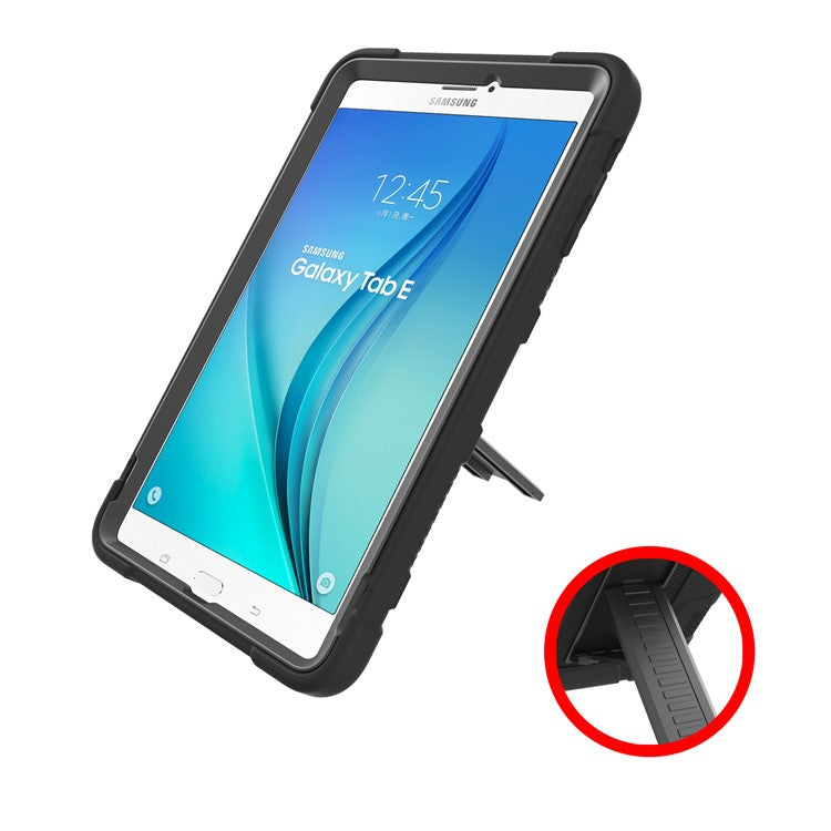 Shock Proof Anti-dust Hybrid TPU + PC Protective Case with Kickstand for Samsung Galaxy Tab E 9.6 T560 - Black
