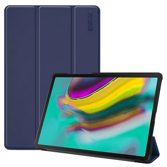ENKAY HAT PRINCE Tri-fold Stand Leather Smart Cover for Samsung Galaxy Tab S5e T720 / T725 - Dark Blue