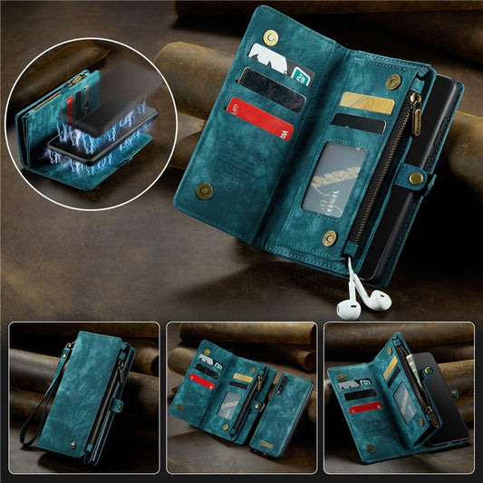 CASEME 008 Series for Samsung Galaxy A70 2-in-1 TPU Multi-slot Wallet Vintage PU Leather Case - Blue