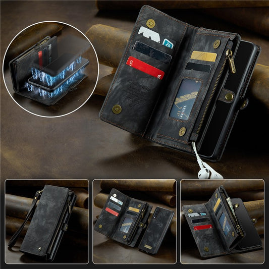CASEME 008 Series 2-in-1 Multi-slot Wallet Vintage PU Leather Phone Case for Samsung Galaxy A50 / A50s / A30s  - Black