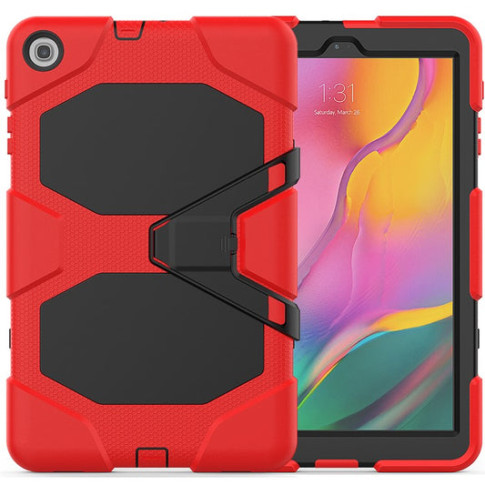 Military Duty Silicone PC Combo Shell with Kickstand for Samsung Galaxy Tab A 10.1 (2019) SM-T510 - Red
