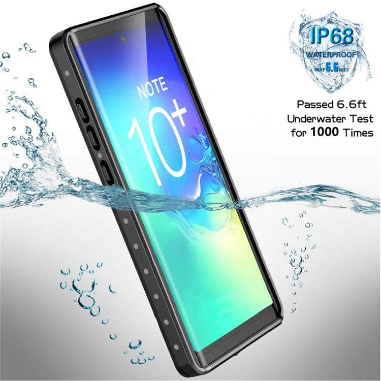 REDPEPPER IP68 Waterproof Phone Case for Samsung Galaxy Note 10 Plus [Support Fingerprint Unlock] [Clear Back] - Black