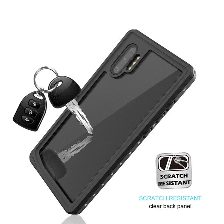 REDPEPPER IP68 Waterproof Phone Case for Samsung Galaxy Note 10 Plus [Support Fingerprint Unlock] [Clear Back] - Black