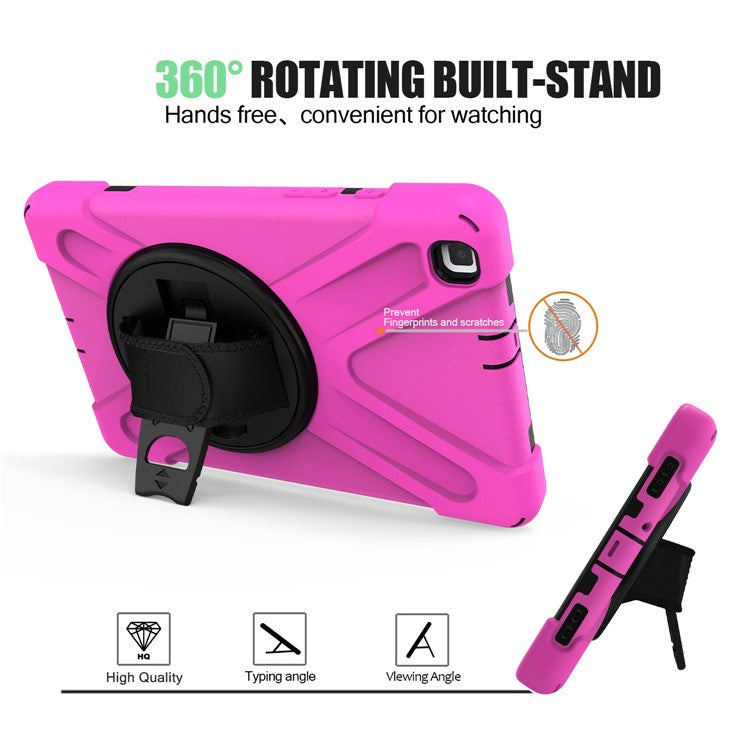 X-Shape PC + TPU Hybrid Case with Hand Strap [360 Degree Rotary Kickstand] for Samsung Galaxy Tab A 8.0 (2019) SM-T290 SM-T295 - Rose