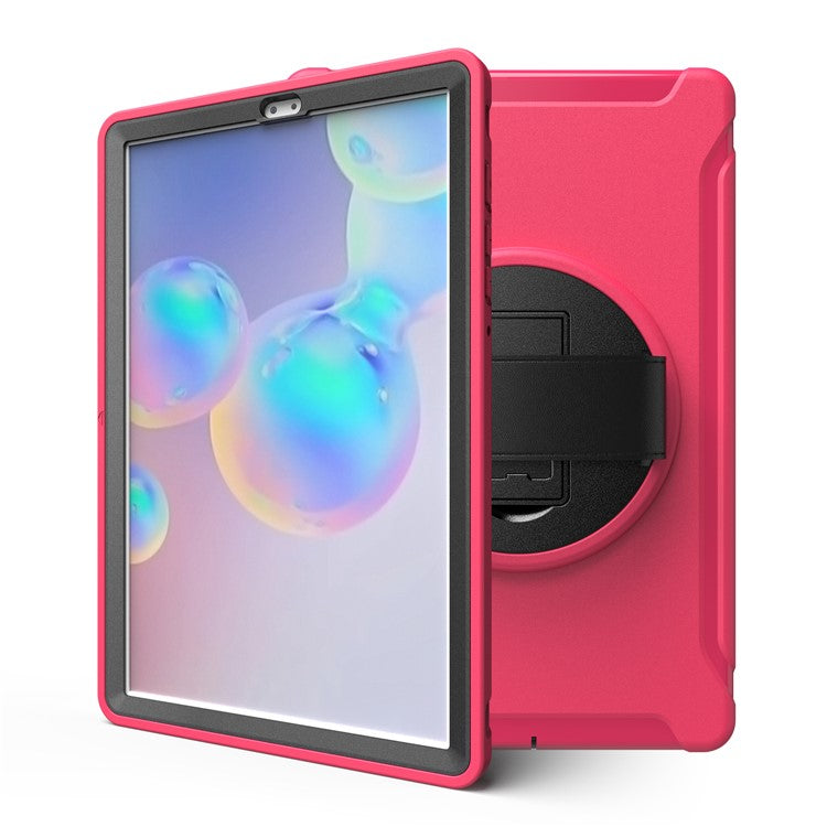 360° Swivel Kickstand PC + TPU Tablet Combo Shell with Hand Strap for Samsung Galaxy Tab S6 SM-T860/T865 - Rose
