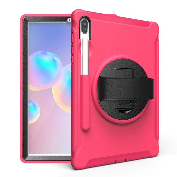360° Swivel Kickstand PC + TPU Tablet Combo Shell with Hand Strap for Samsung Galaxy Tab S6 SM-T860/T865 - Rose