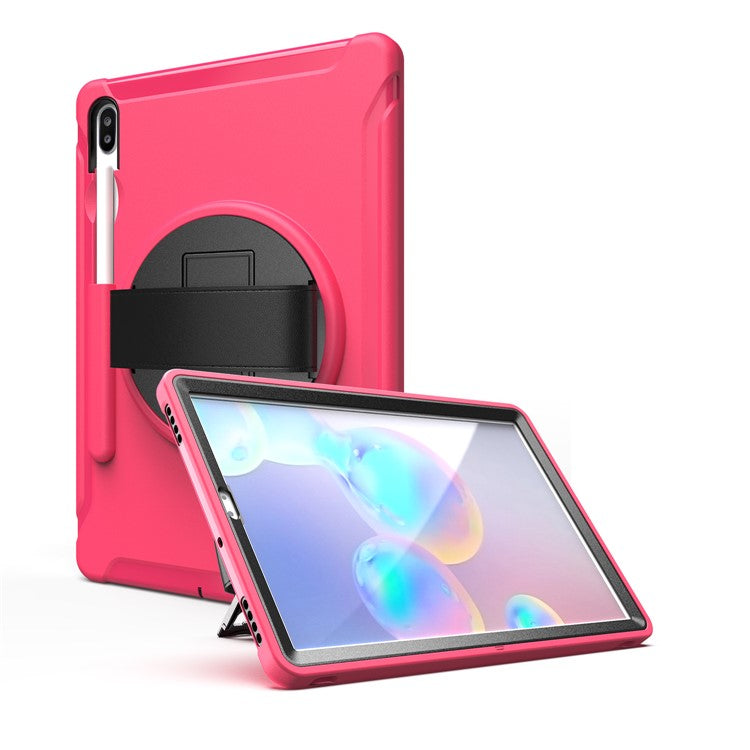 360° Swivel Kickstand PC + TPU Tablet Combo Shell with Hand Strap for Samsung Galaxy Tab S6 SM-T860/T865 - Rose