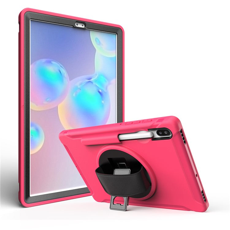 360° Swivel Kickstand PC + TPU Tablet Combo Shell with Hand Strap for Samsung Galaxy Tab S6 SM-T860/T865 - Rose