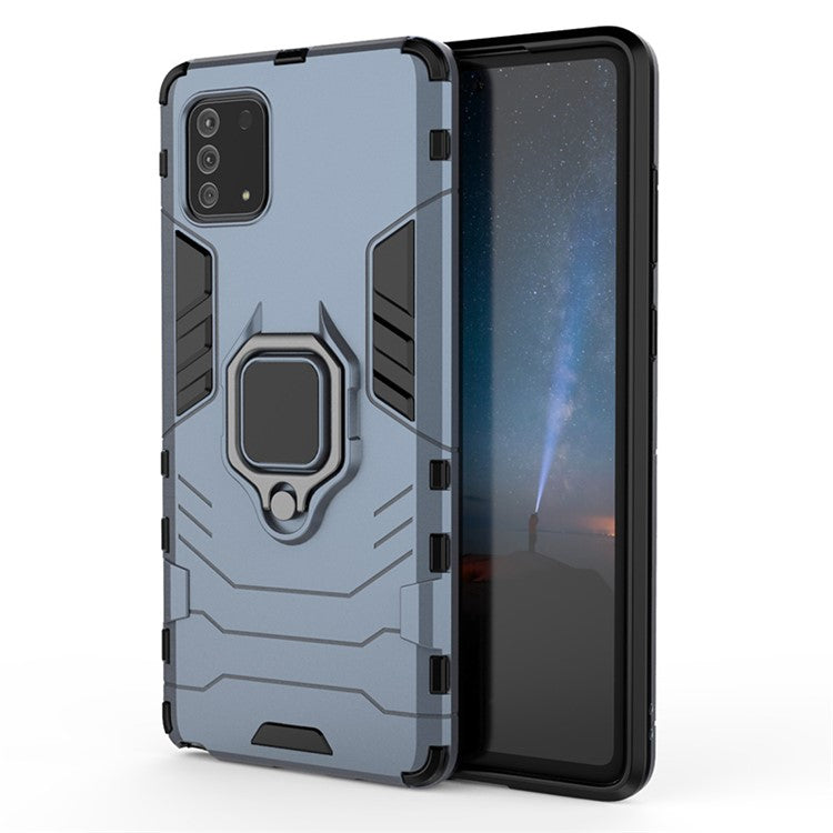 With Rotating Ring Kickstand Armor Style PC+TPU Protective Case for Samsung Galaxy Note 10 Lite - Blue