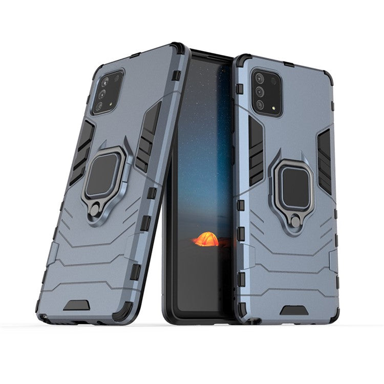 With Rotating Ring Kickstand Armor Style PC+TPU Protective Case for Samsung Galaxy Note 10 Lite - Blue