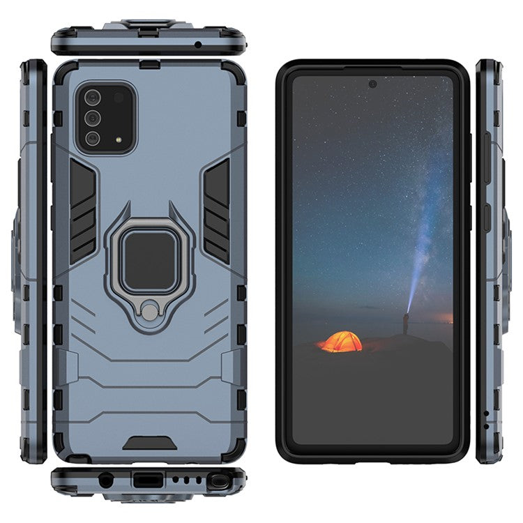 With Rotating Ring Kickstand Armor Style PC+TPU Protective Case for Samsung Galaxy Note 10 Lite - Blue