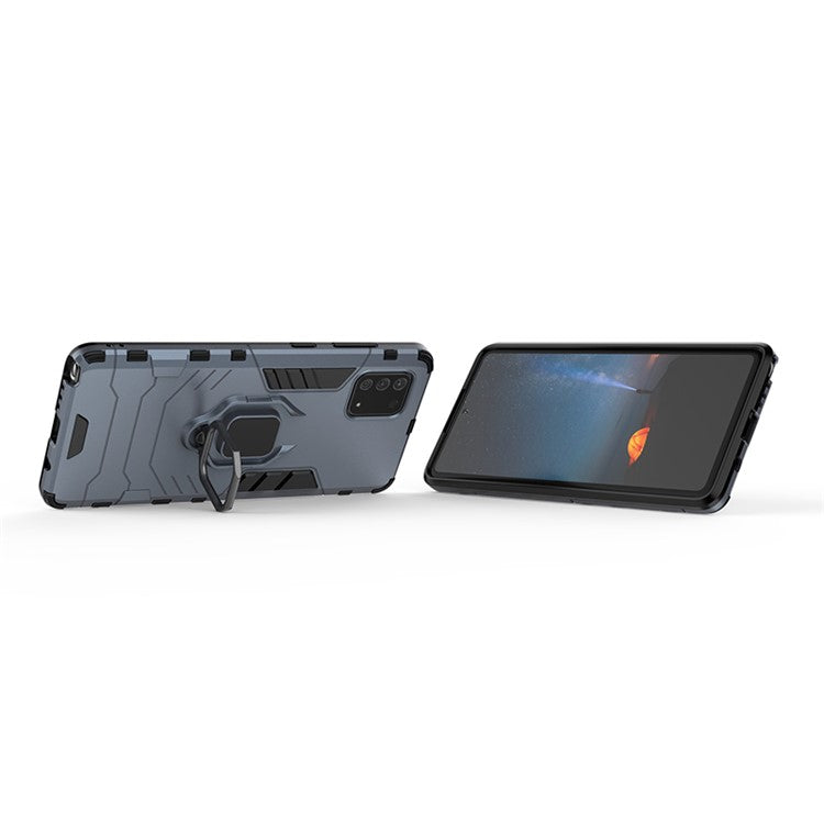 With Rotating Ring Kickstand Armor Style PC+TPU Protective Case for Samsung Galaxy Note 10 Lite - Blue