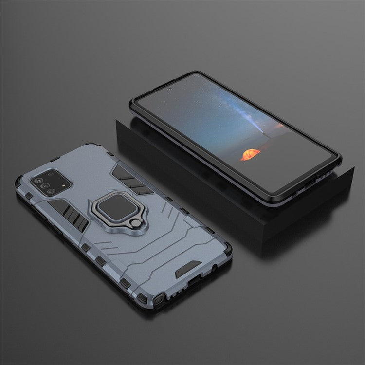 With Rotating Ring Kickstand Armor Style PC+TPU Protective Case for Samsung Galaxy Note 10 Lite - Blue