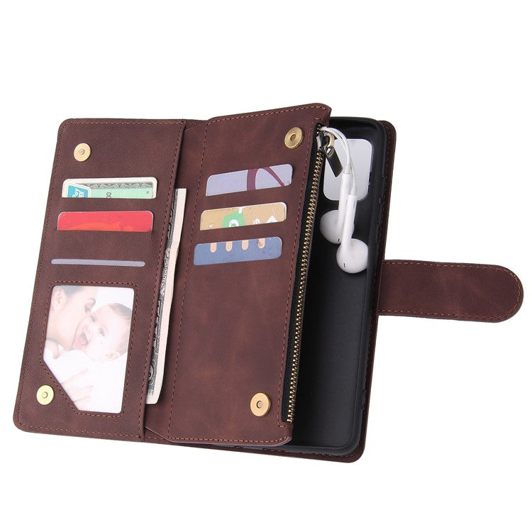 Zipper Pocket Leather Wallet Case for Samsung Galaxy A51 - Coffee