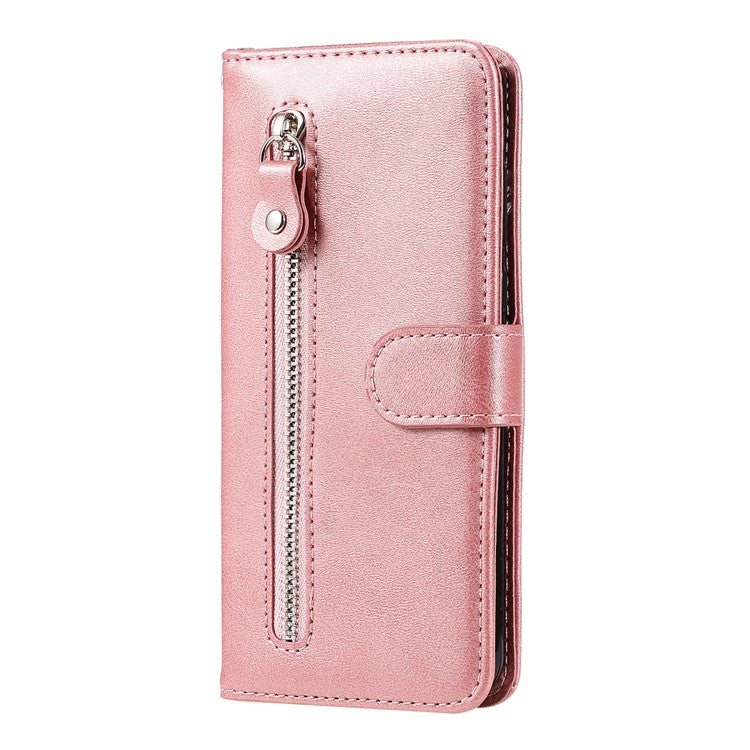 Zipper Pocket Leather Wallet Stand Case for Samsung Galaxy A41 (Global Version) - Rose Gold