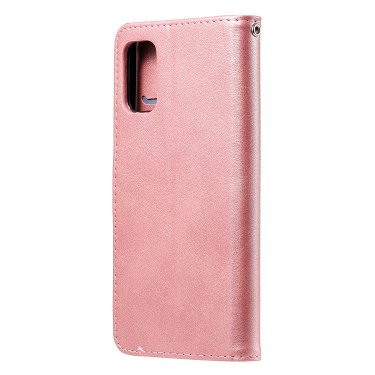 Zipper Pocket Leather Wallet Stand Case for Samsung Galaxy A41 (Global Version) - Rose Gold