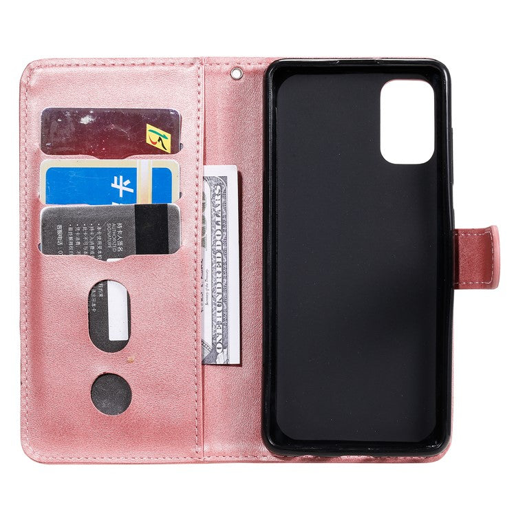 Zipper Pocket Leather Wallet Stand Case for Samsung Galaxy A41 (Global Version) - Rose Gold