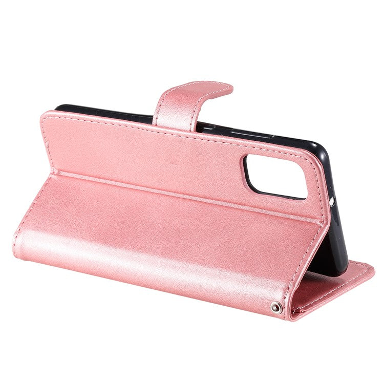 Zipper Pocket Leather Wallet Stand Case for Samsung Galaxy A41 (Global Version) - Rose Gold