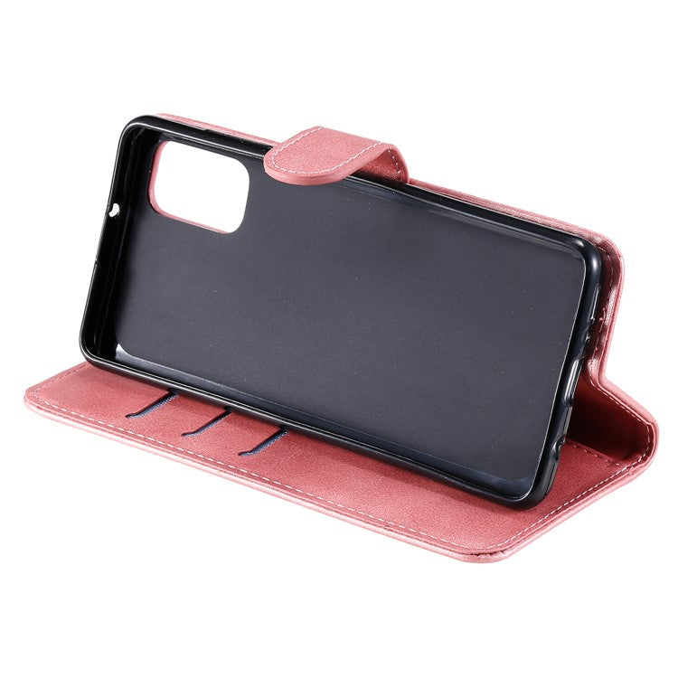 Zipper Pocket Leather Wallet Stand Case for Samsung Galaxy A41 (Global Version) - Rose Gold