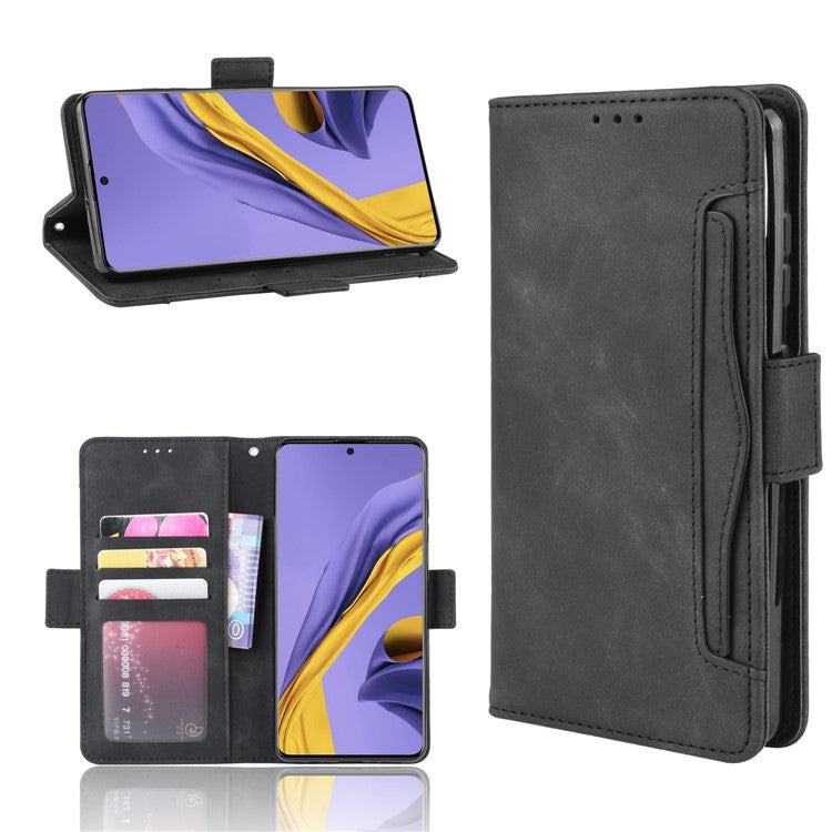 With Stand PU Leather Cover with Multiple Card Slots for Samsung Galaxy A51 5G SM-A516 - Black
