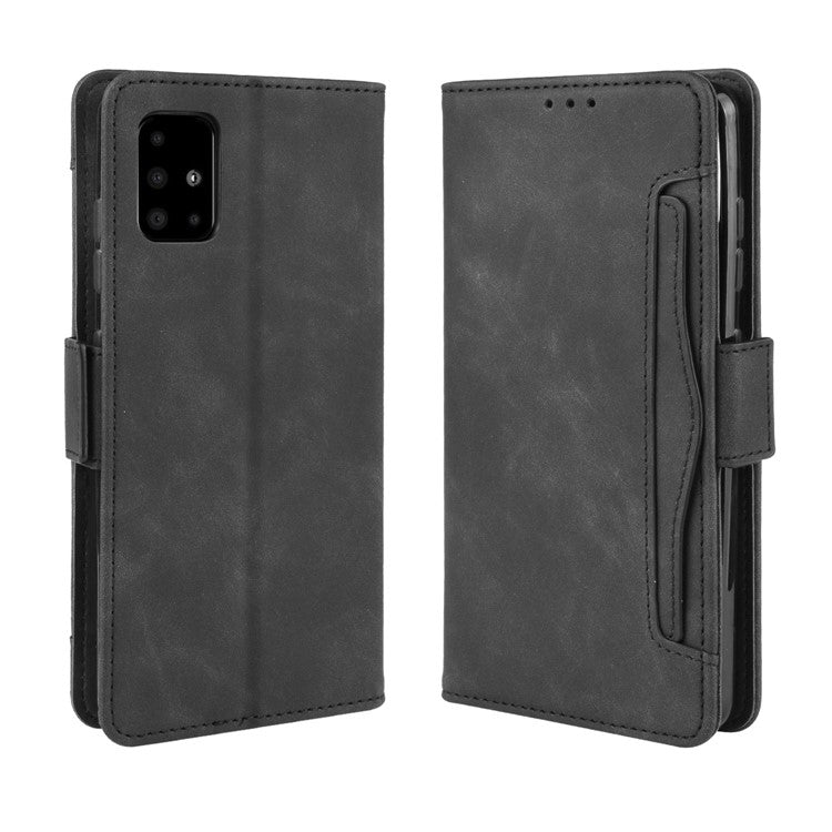 With Stand PU Leather Cover with Multiple Card Slots for Samsung Galaxy A51 5G SM-A516 - Black