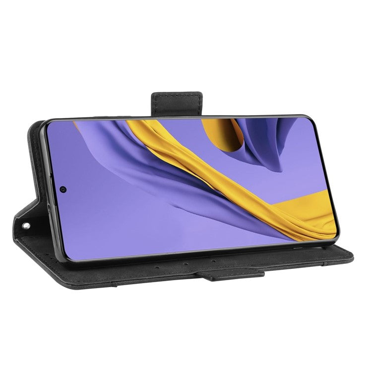 With Stand PU Leather Cover with Multiple Card Slots for Samsung Galaxy A51 5G SM-A516 - Black