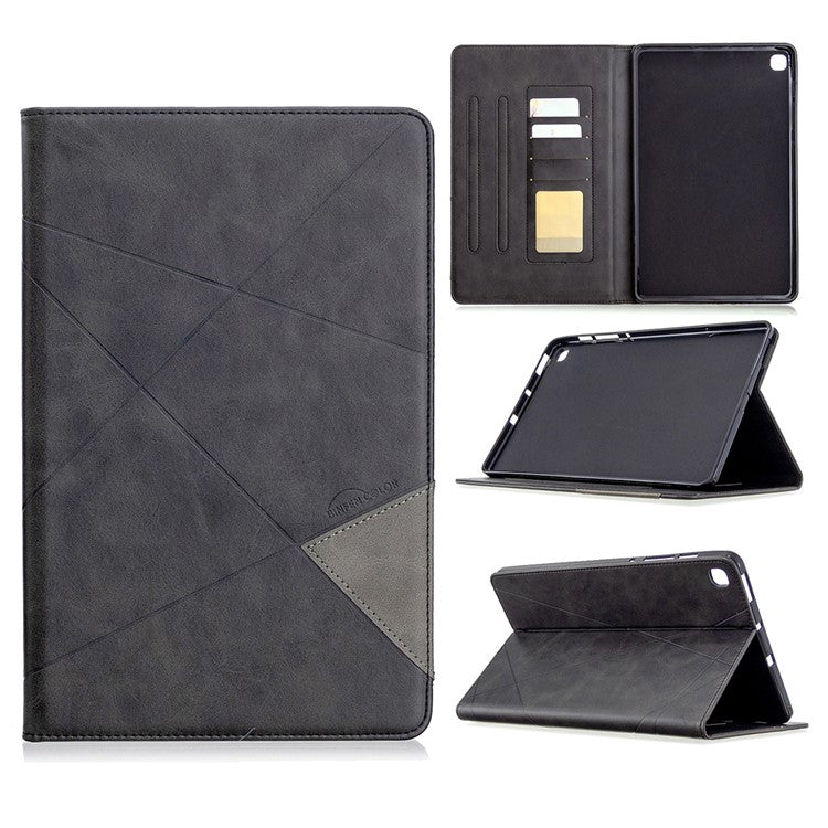 Geometric Pattern Stand Leather Smart Case for Samsung Galaxy Tab S6 Lite (2020) P610 P615 / (2022) / (2024) - Black
