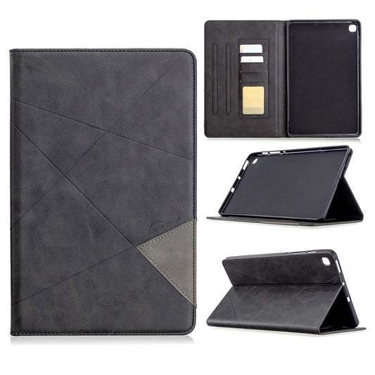 Geometric Pattern Stand Leather Smart Case for Samsung Galaxy Tab S6 Lite (2020) P610 P615 / (2022) / (2024) - Black