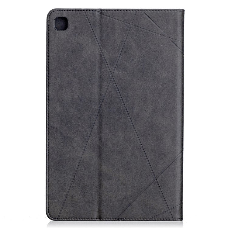 Geometric Pattern Stand Leather Smart Case for Samsung Galaxy Tab S6 Lite (2020) P610 P615 / (2022) / (2024) - Black