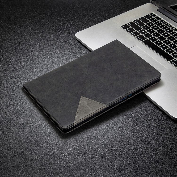 Geometric Pattern Stand Leather Smart Case for Samsung Galaxy Tab S6 Lite (2020) P610 P615 / (2022) / (2024) - Black