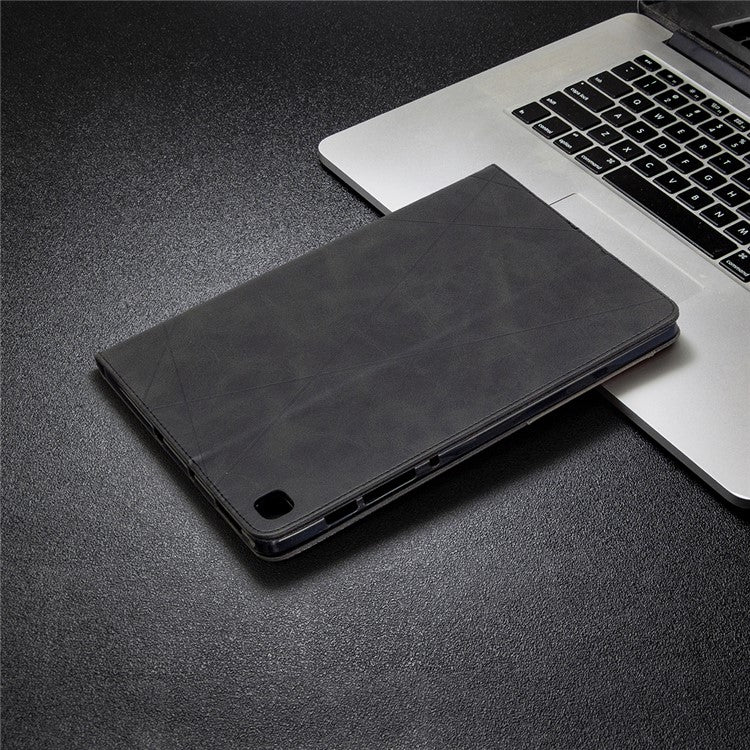 Geometric Pattern Stand Leather Smart Case for Samsung Galaxy Tab S6 Lite (2020) P610 P615 / (2022) / (2024) - Black