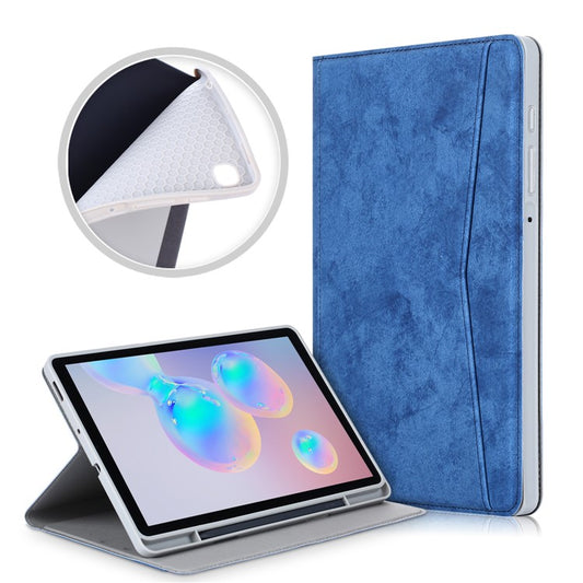 Matte PU Leather Smart Tablet Cover with Pen Slot for Samsung Galaxy Tab S6 Lite (2020) P610 P615 / (2022) / (2024) - Blue