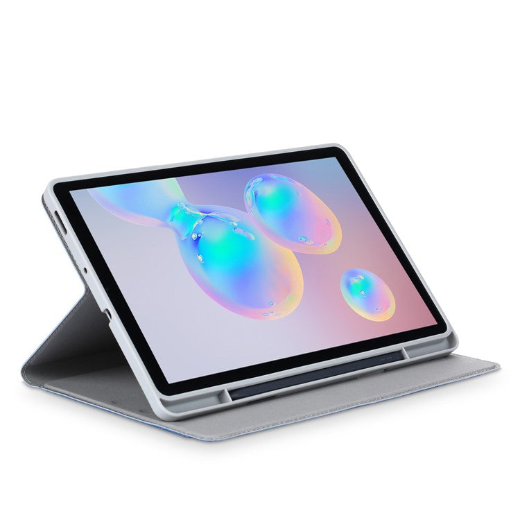Matte PU Leather Smart Tablet Cover with Pen Slot for Samsung Galaxy Tab S6 Lite (2020) P610 P615 / (2022) / (2024) - Blue