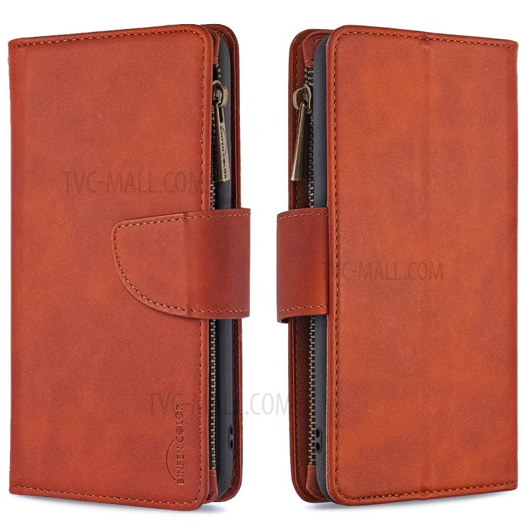 Zipper Stylish Style Leather Unique Shell for Samsung Galaxy A51 SM-A515 - Brown